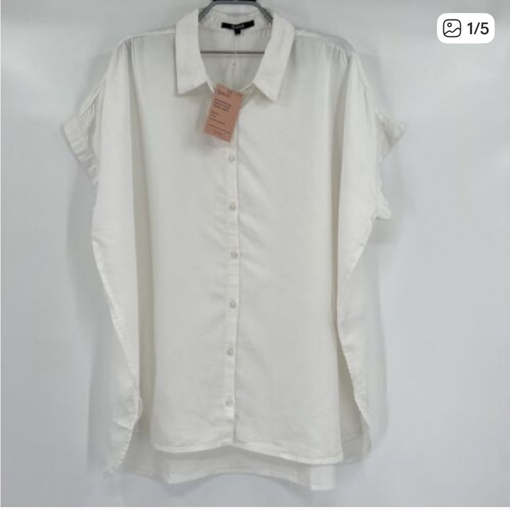 Quince Women's Vintage Wash Tencel Camp Shirt in Ivory sz L